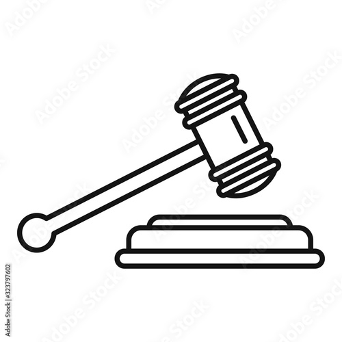 Judge gavel icon. Outline judge gavel vector icon for web design isolated on white background