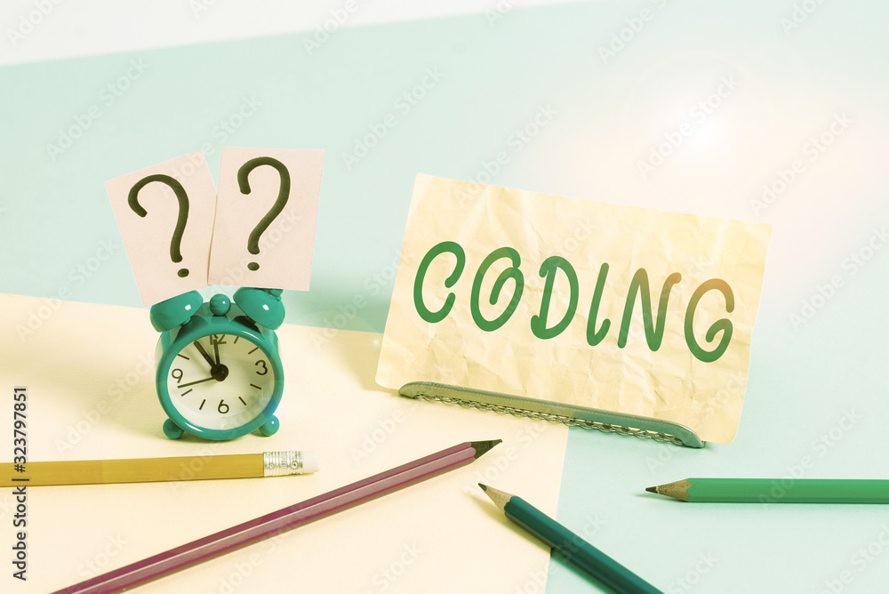 Coading Writing Word writing text Coding. Business photo showcasing assigning code to ...