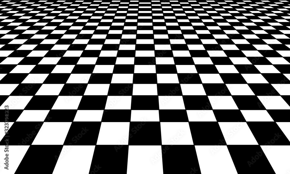 Graphic grid perspective chess background. Black silhouette on a white background. Graphic grid perspective chess background. Black silhouette on a white background.
