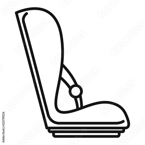 Baby car seat icon. Outline baby car seat vector icon for web design isolated on white background