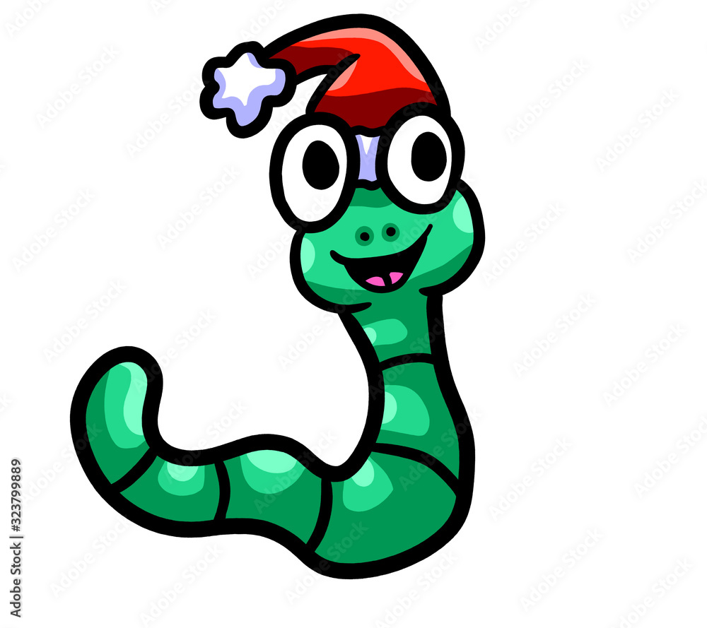 Fototapeta premium Happy Stylized Christmas Worm