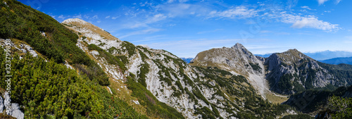 Fototapeta Naklejka Na Ścianę i Meble -  View to beautiful valley and Mali Draski vrh in Slovenian alps