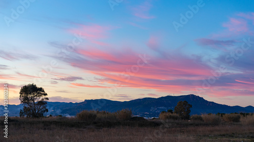 Sierra Calderona color cloudy sunset