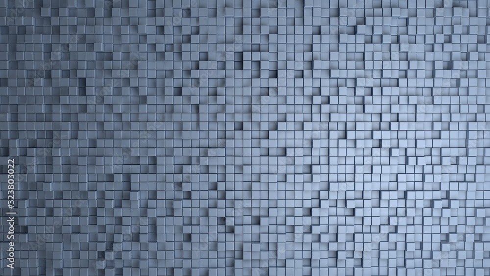 3D - a wall of blue cubes 3D - a wall of blue cubes