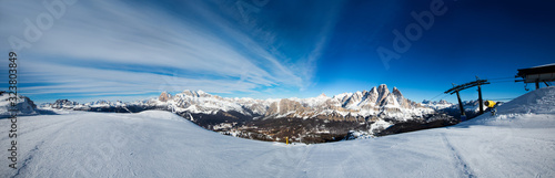 Dolomities winter mountains ski resort photo