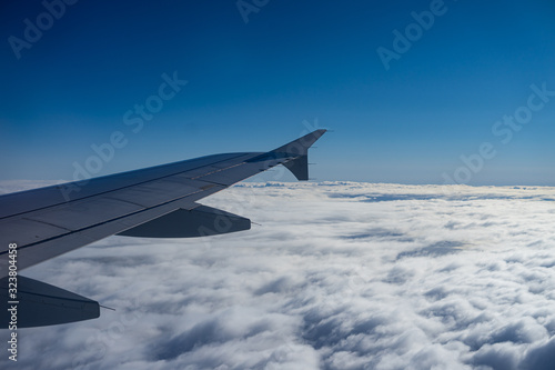 flight above the sky wing view