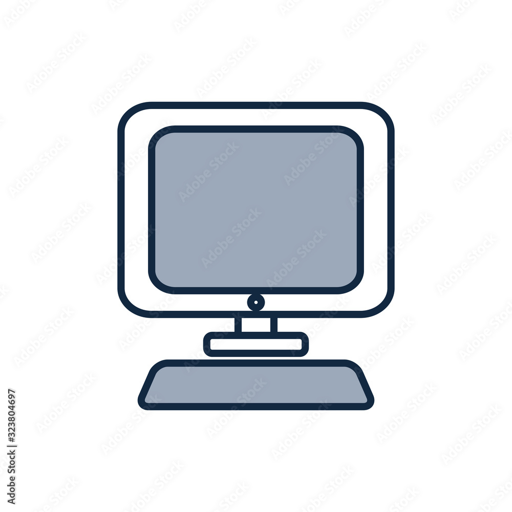 Isolated digital computer half line half color style icon vector design Isolated digital computer half line half color style icon vector design