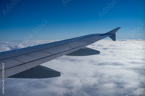 flight above the sky wing view