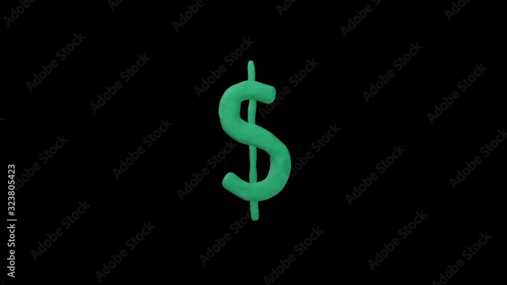 Plasticine dollar with looped animation and animation of appearance and disappearance with a transparent background Plasticine dollar with looped animation and animation of appearance and disappearance with a transparent background