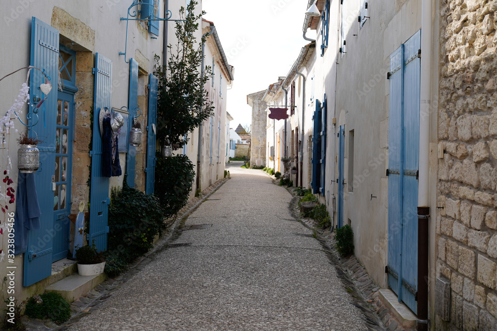 narrow small alley side street in Talmont sur Gironde france