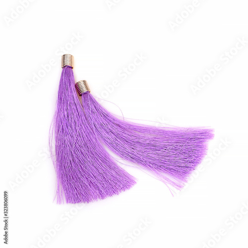 Silk tassel isolated on white background for creating graphic concepts