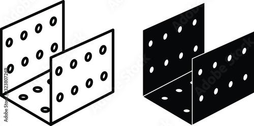 Mounting angle metal brackets icon, vector illustration