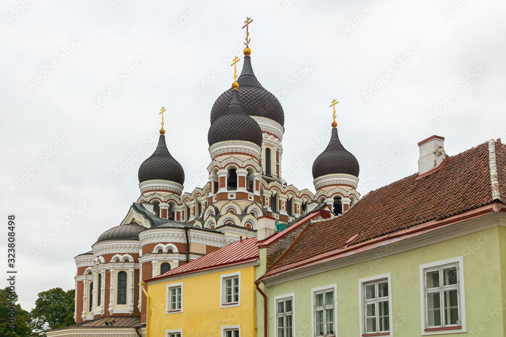 Domes of Alexander Nevsky Cathedral in Tallinn is built in a typical Russian Revival on Toompea hill and richly decorated. The largest orthodox cupola cathedral is a must-visit in Estonia, Europe.