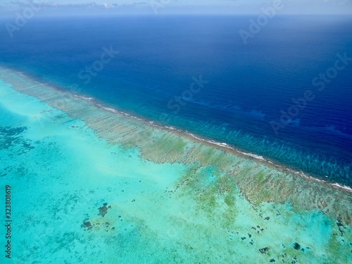 Aerial views of The Great Blue Hole and Light House Reef in Belize