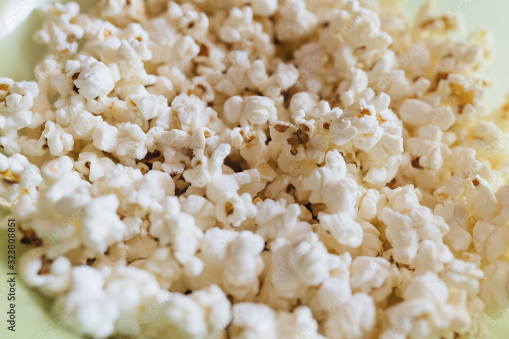 Popcorn background. Watching film time.