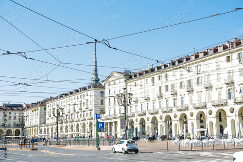 Chiesa della Gran Madre and Piazza Vittorio Veneto, historical architectures and landscape in Turin, Piedmont Italy