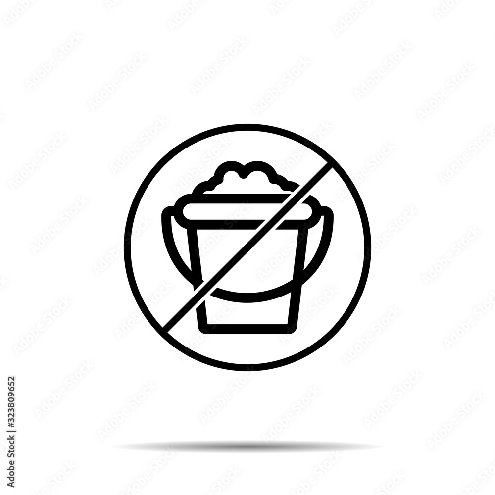 No bucket icon. Simple thin line, outline vector of laundry ban, prohibition, forbiddance icons for ui and ux, website or mobile application No bucket icon. Simple thin line, outline vector of laundry ban, prohibition, forbiddance icons for ui and ux, website or mobile application