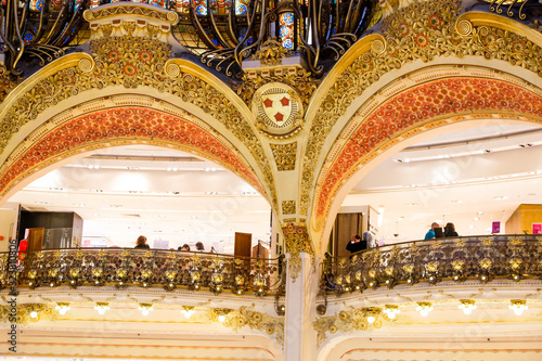 Galerie Lafayette, interiors, Paris: beauty shops and branded windows in the most famous store in the city center of Paris photo