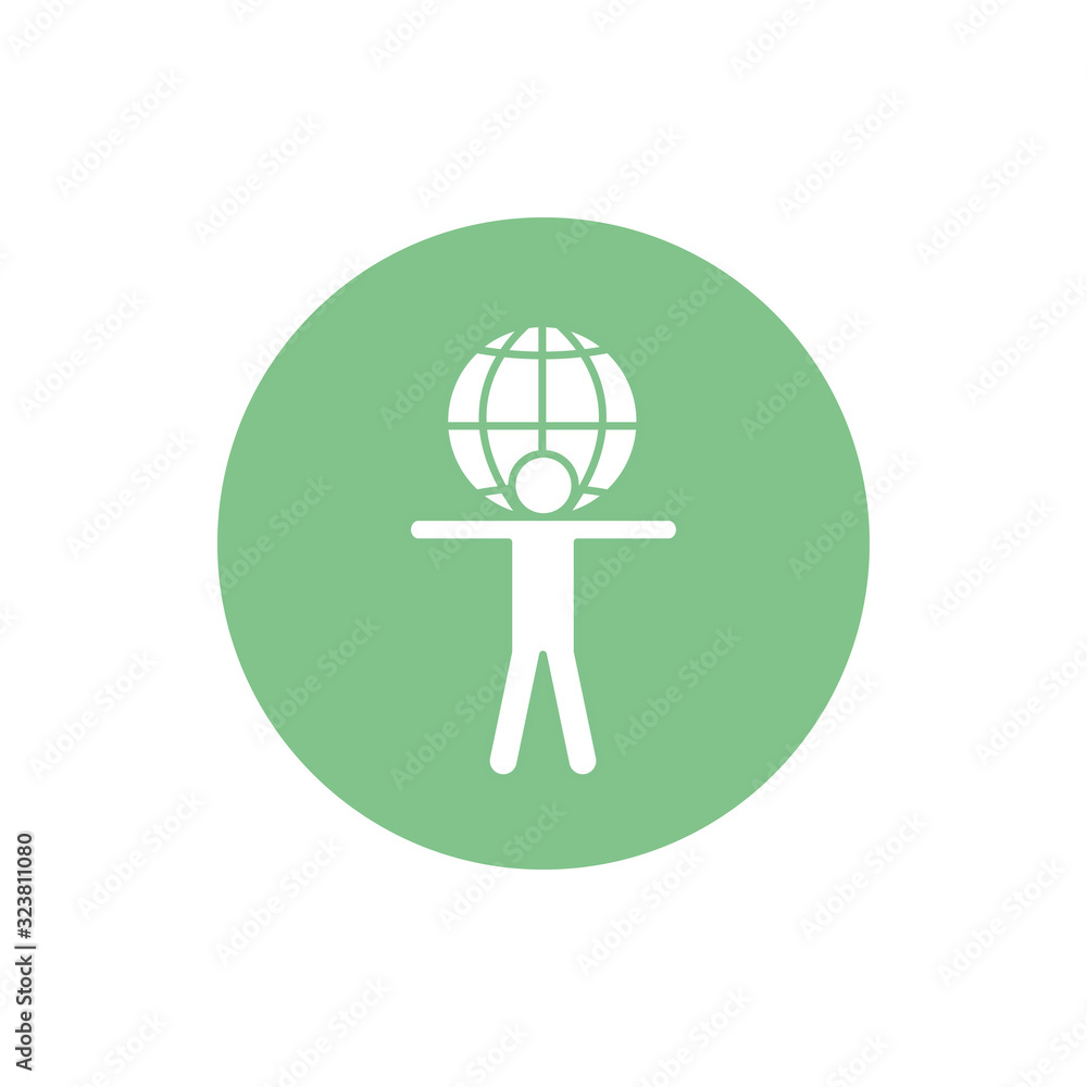 Isolated avatar with global sphere block silhouette style icon vector design Isolated avatar with global sphere block silhouette style icon vector design