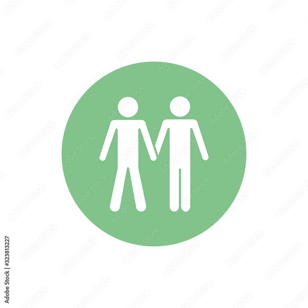 Isolated avatars holding hands block silhouette style icon vector design Isolated avatars holding hands block silhouette style icon vector design