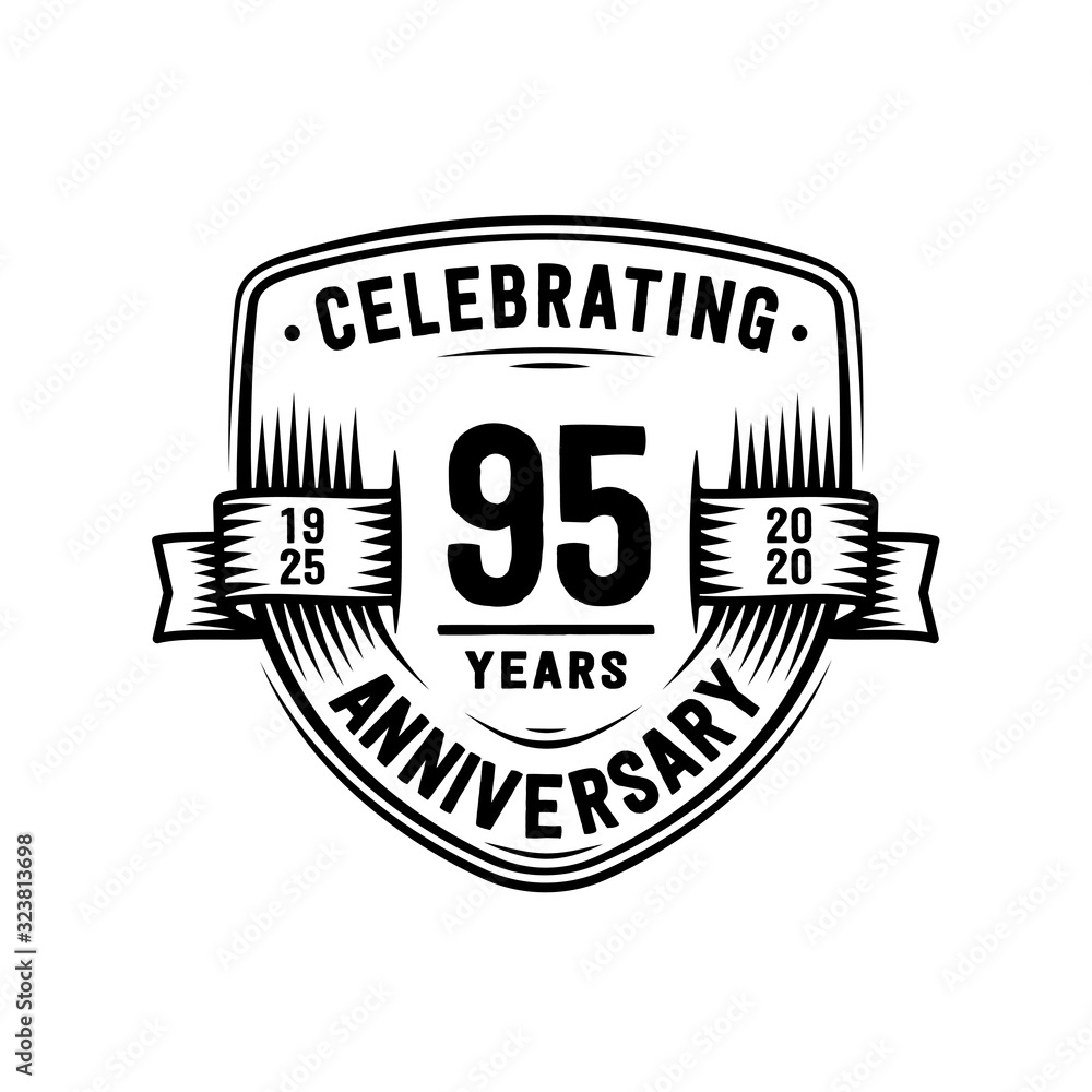 Fototapeta premium 95 years anniversary celebration shield design template. Vector and illustration.