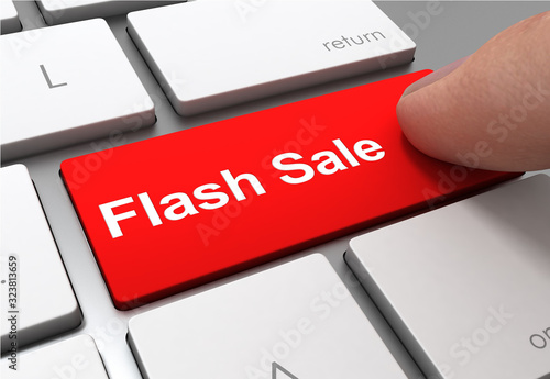 flash sale push button concept 3d illustration