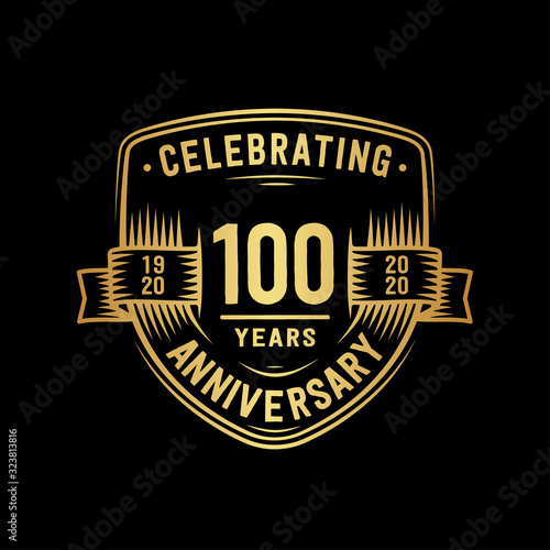 100 years anniversary celebration shield design template. Vector and illustration.