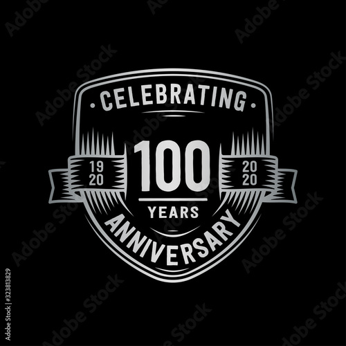 100 years anniversary celebration shield design template. Vector and illustration.