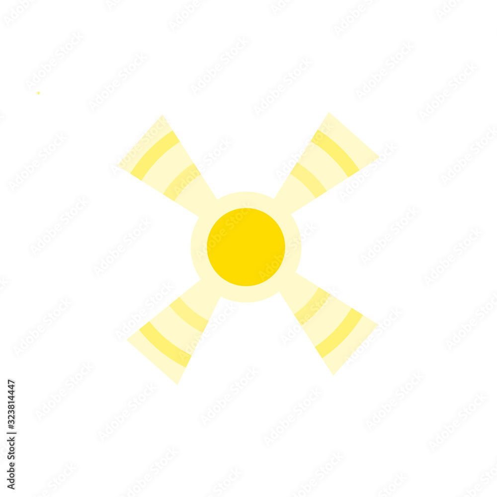 Yellow Stylized Sun with rays. Stock Vector illustration isolated on white background. Yellow Stylized Sun with rays. Stock Vector illustration isolated on white background.