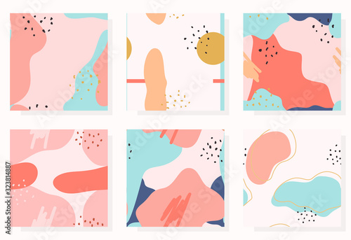 Set of abstract memphis background. Collection of abstract seamless patterns