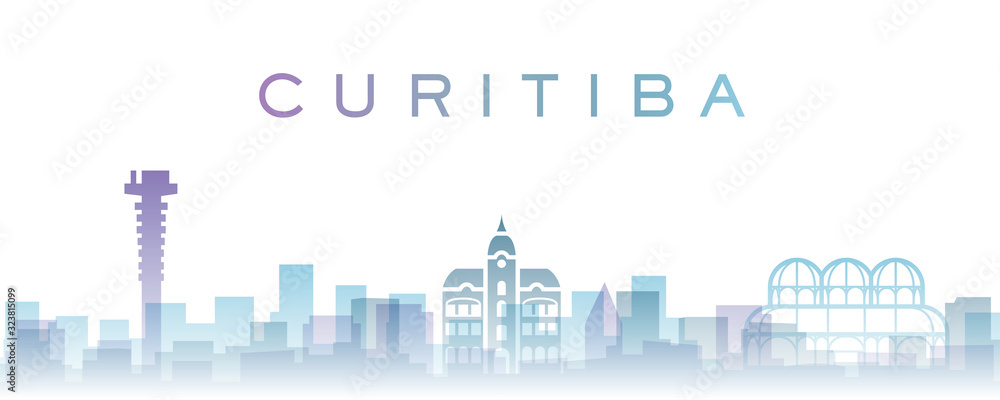 Curitiba Transparent Layers Gradient Landmarks Skyline Curitiba Transparent Layers Gradient Landmarks Skyline