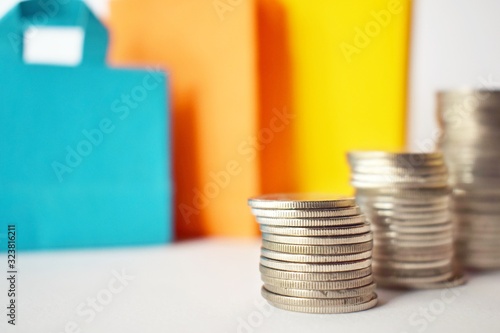 stack of euro coins on white background