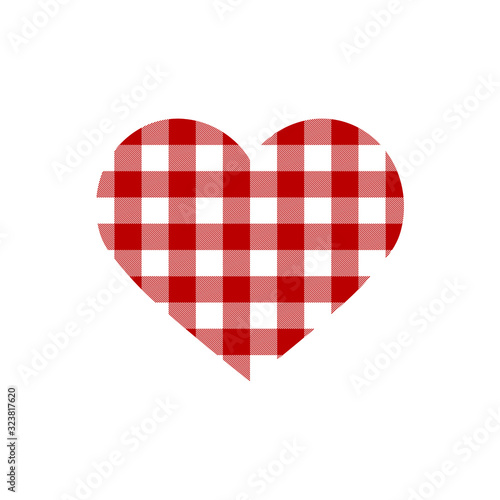Vector tartan heart for Valentine card. Silhouette filled with traditional scottish pattern