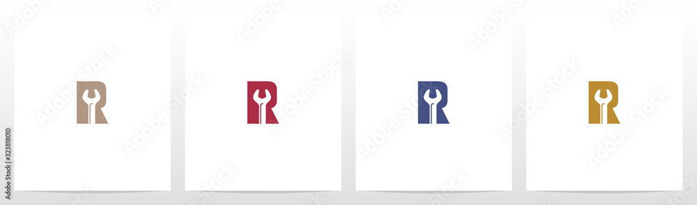 Wrench On Letter Logo Design R Wrench On Letter Logo Design R