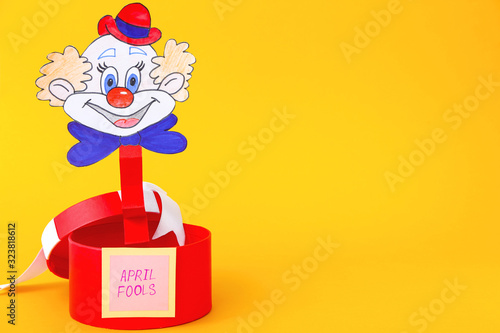 Surprise box on color backg...