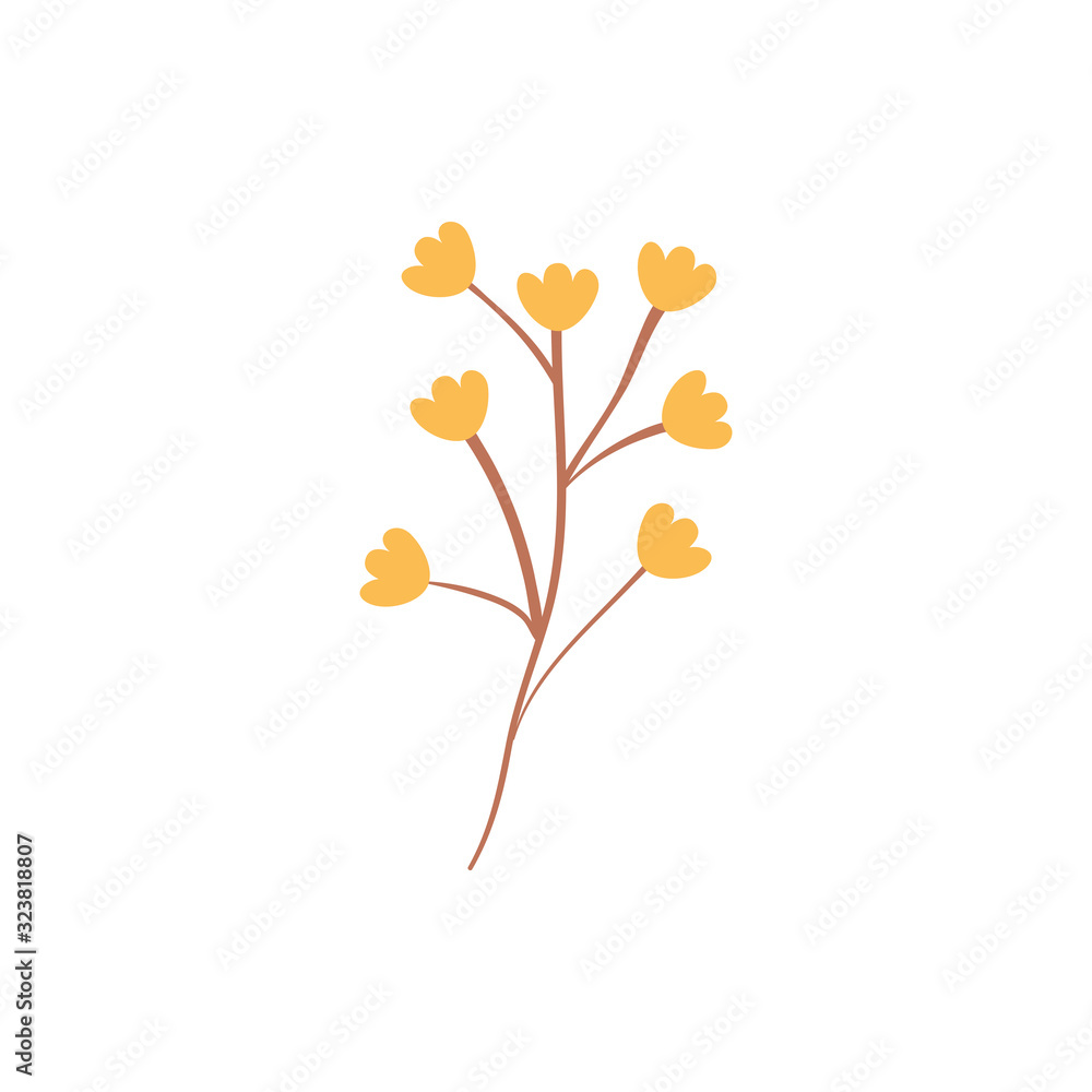 Isolated yellow flower flat style icon vector design
