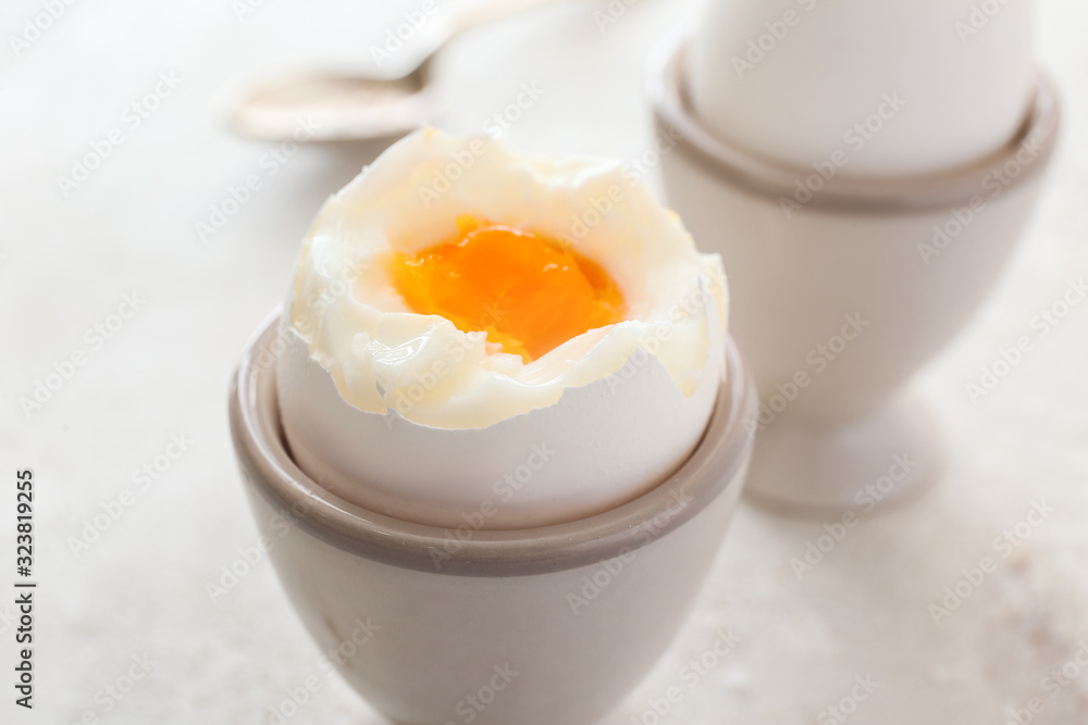 Tasty boiled egg on table Tasty boiled egg on table