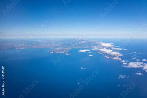 Aerial view of Mallorca and Cap Formentor, Majorca, Spain.