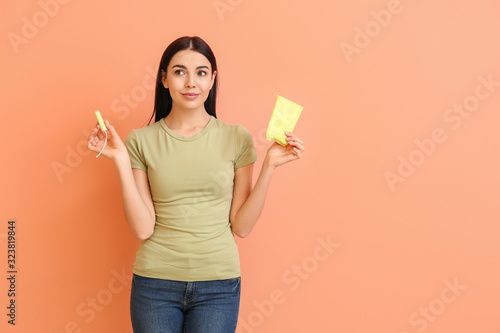 Young woman with menstrual ...
