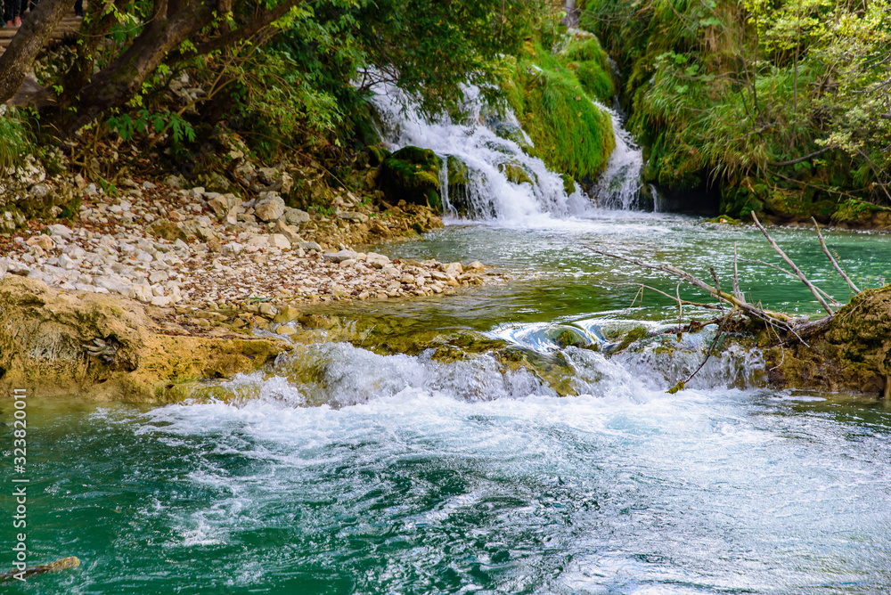 Cascades / waterfalls in Plitvice Lakes National Park (Plitvička Jezera), a national park in Croatia