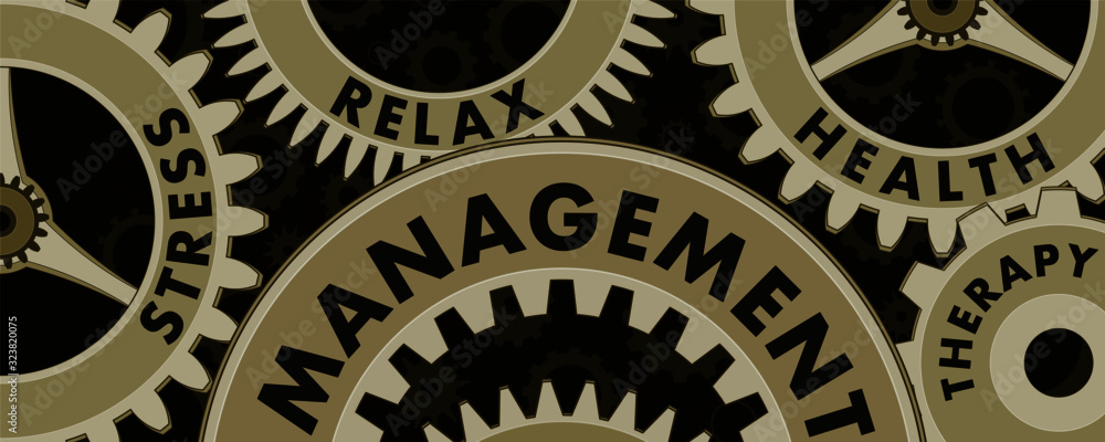 Mental health concept with illustrated vector metal gears against background of gears or cogs Mental health concept with illustrated vector metal gears against background of gears or cogs