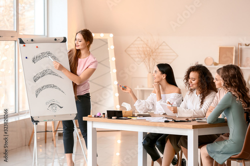 Young woman teaching studen...