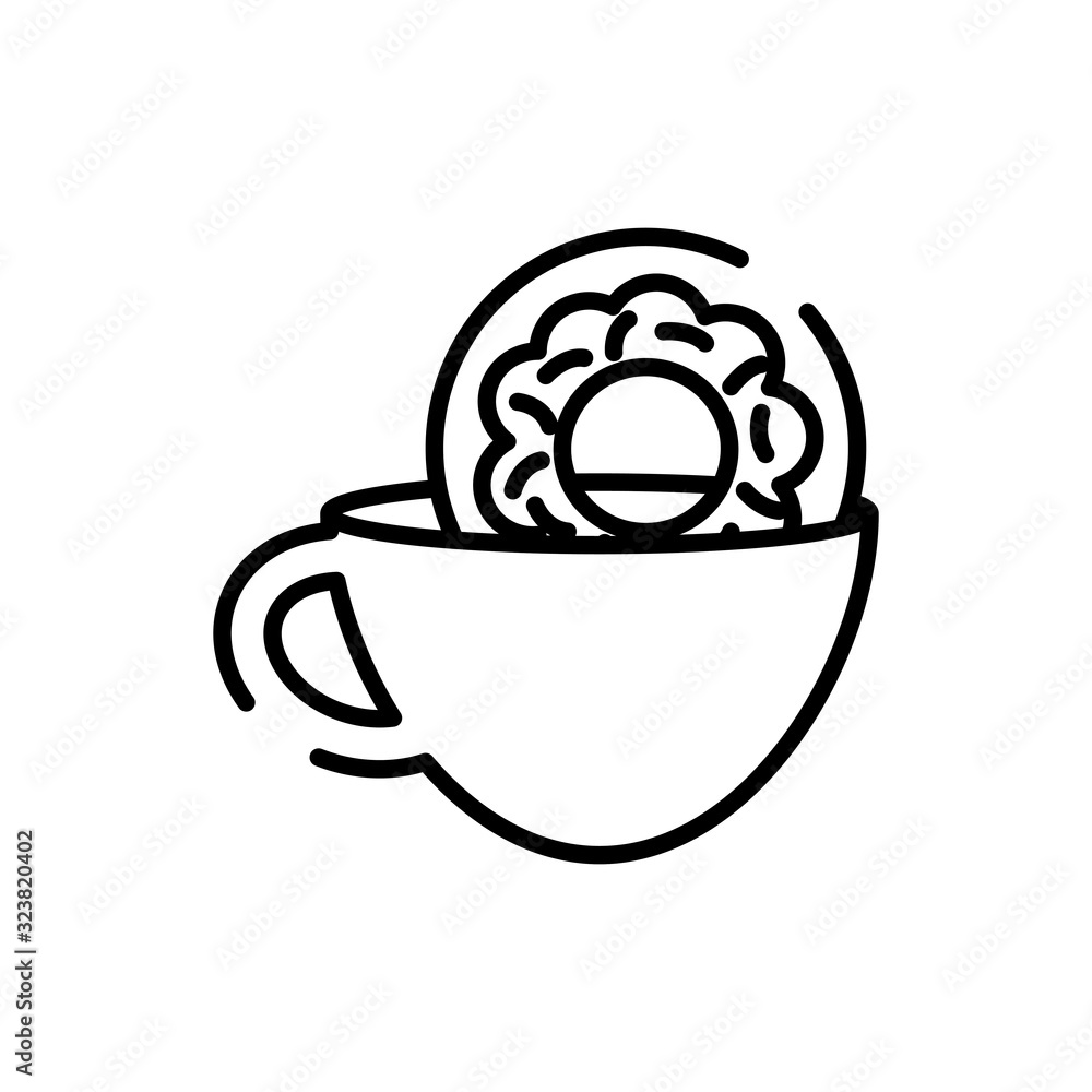 Isolated coffee cup and donut line style icon vector design Isolated coffee cup and donut line style icon vector design