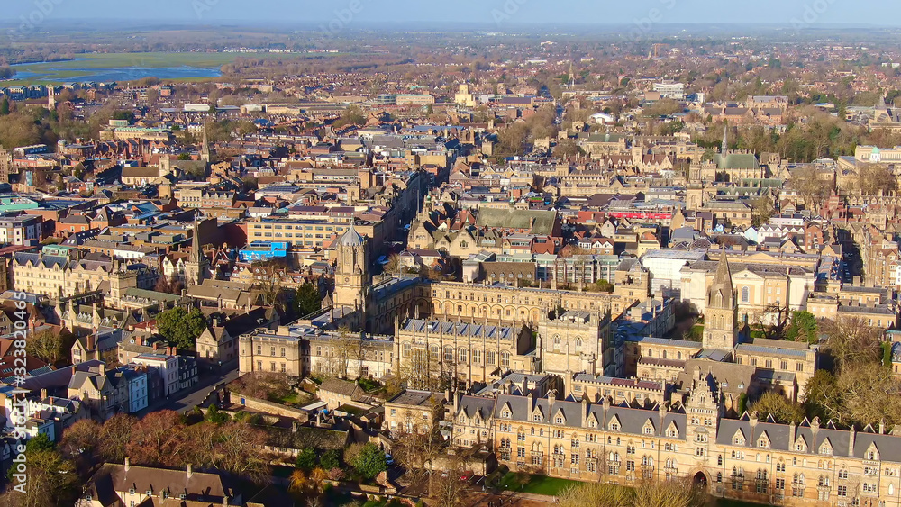 Christ Church University in Oxford from above - aerial view -aerial photography