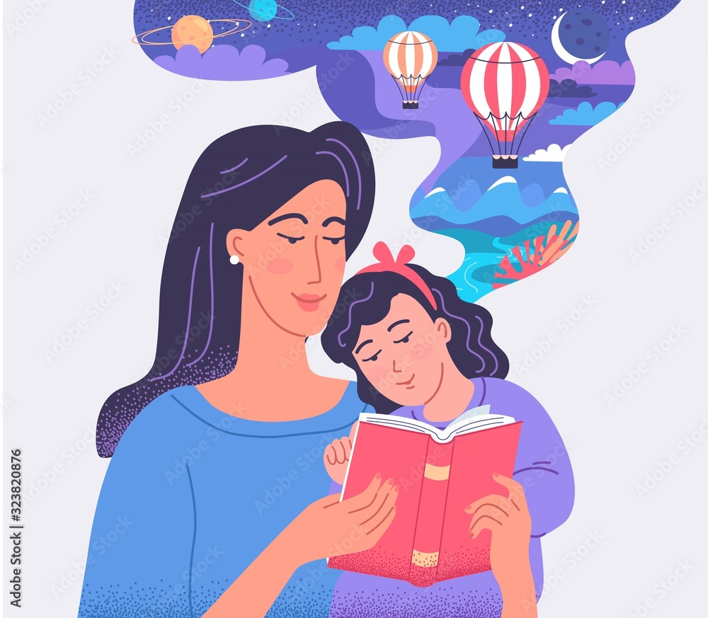 Mother reading some book with her little daughter Mother reading some book with her little daughter