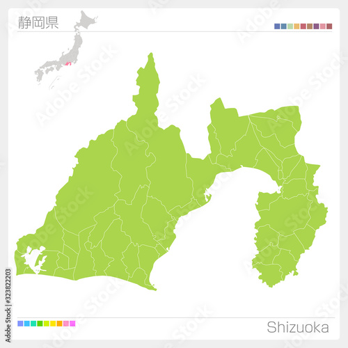 静岡県の地図・Shizuoka（市町村・区分け）