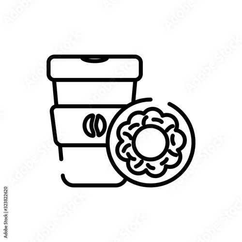 Isolated coffee mug and donut line style icon vector design