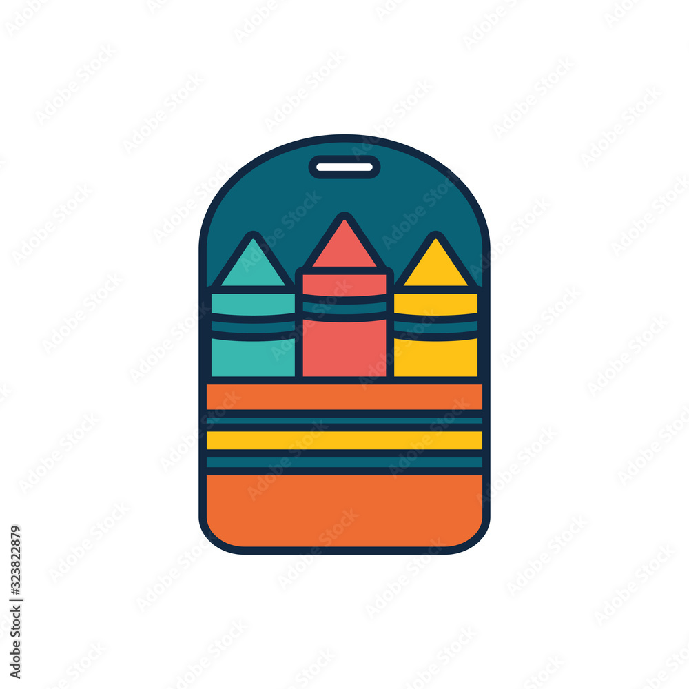 Obraz premium Isolated school crayons label line fill style icon vector design
