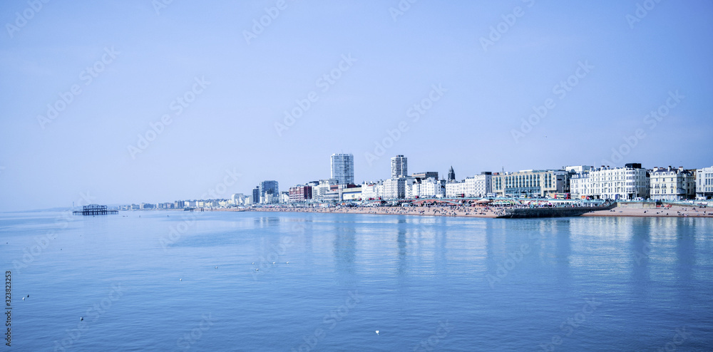 Brighton beach city skyline