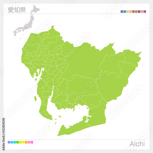 愛知県の地図・Aichi（市町村・区分け）